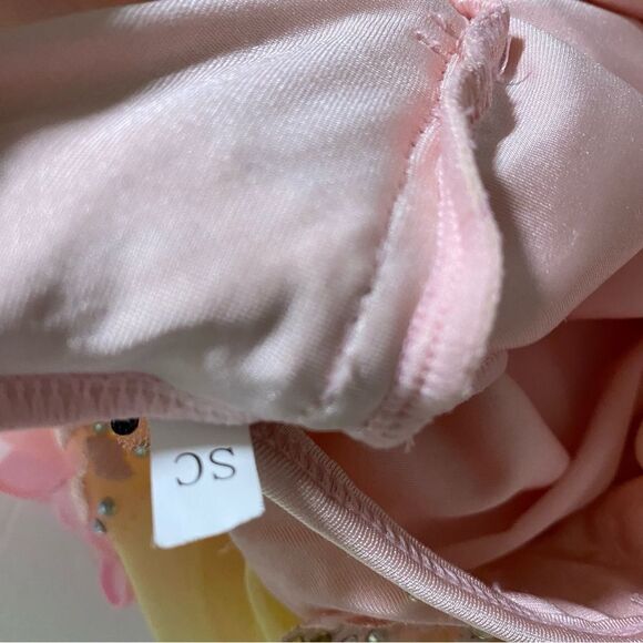 Glamour solo dance costume pastel pink yellow lyrical rhinestone dress small SC - Picture 7 of 10